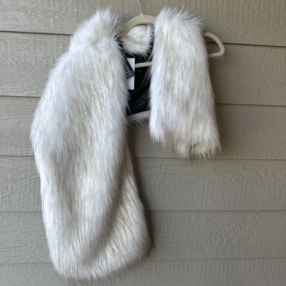 White Faux Fur Bolero Shrug Wedding Formal Evening Wear Prom Glam Bride Mob Wife